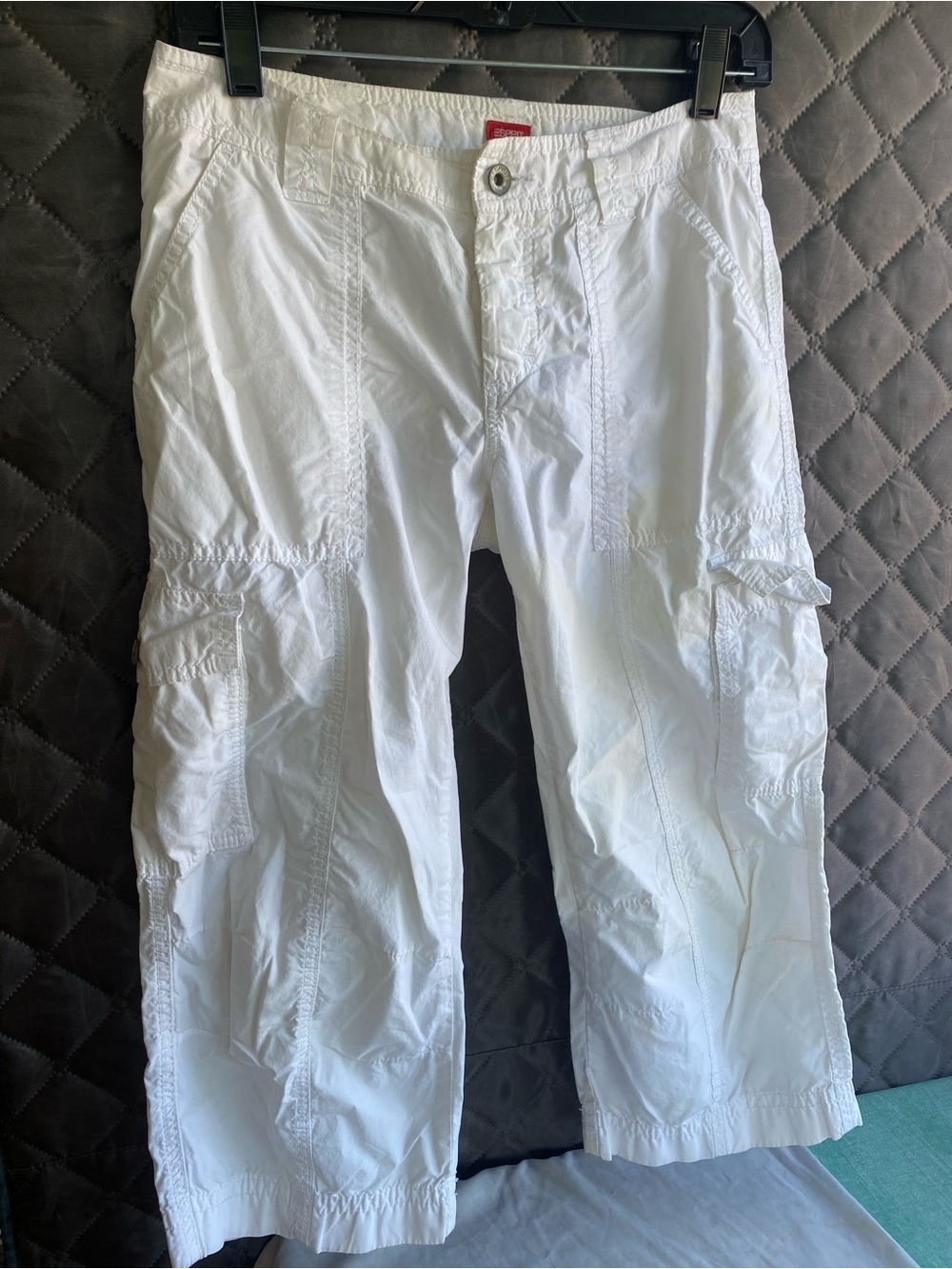 Vintage Esprit White Cropped Cargo Pants Capris Lightweight Y2K Low-rise 6